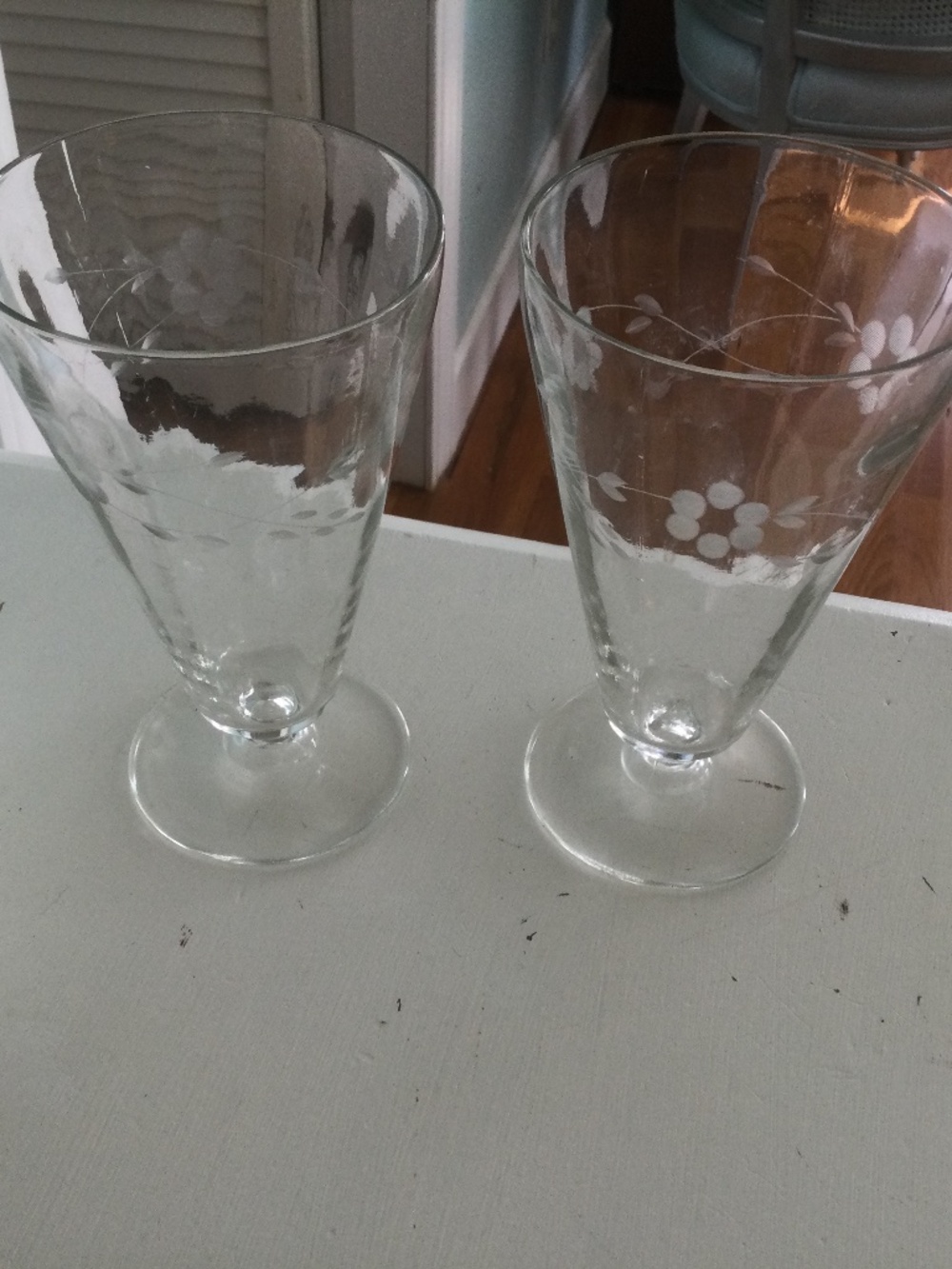 2 ea Crystal Princess House? Pilsner/Parfait glasses 6 3/4” tall